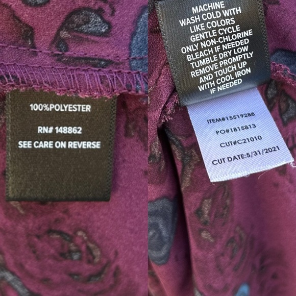 Torrid Georgette Wrap Tunic Blouse Skull & Rose Print Floral Purple Plus Size 4 - Picture 13 of 13